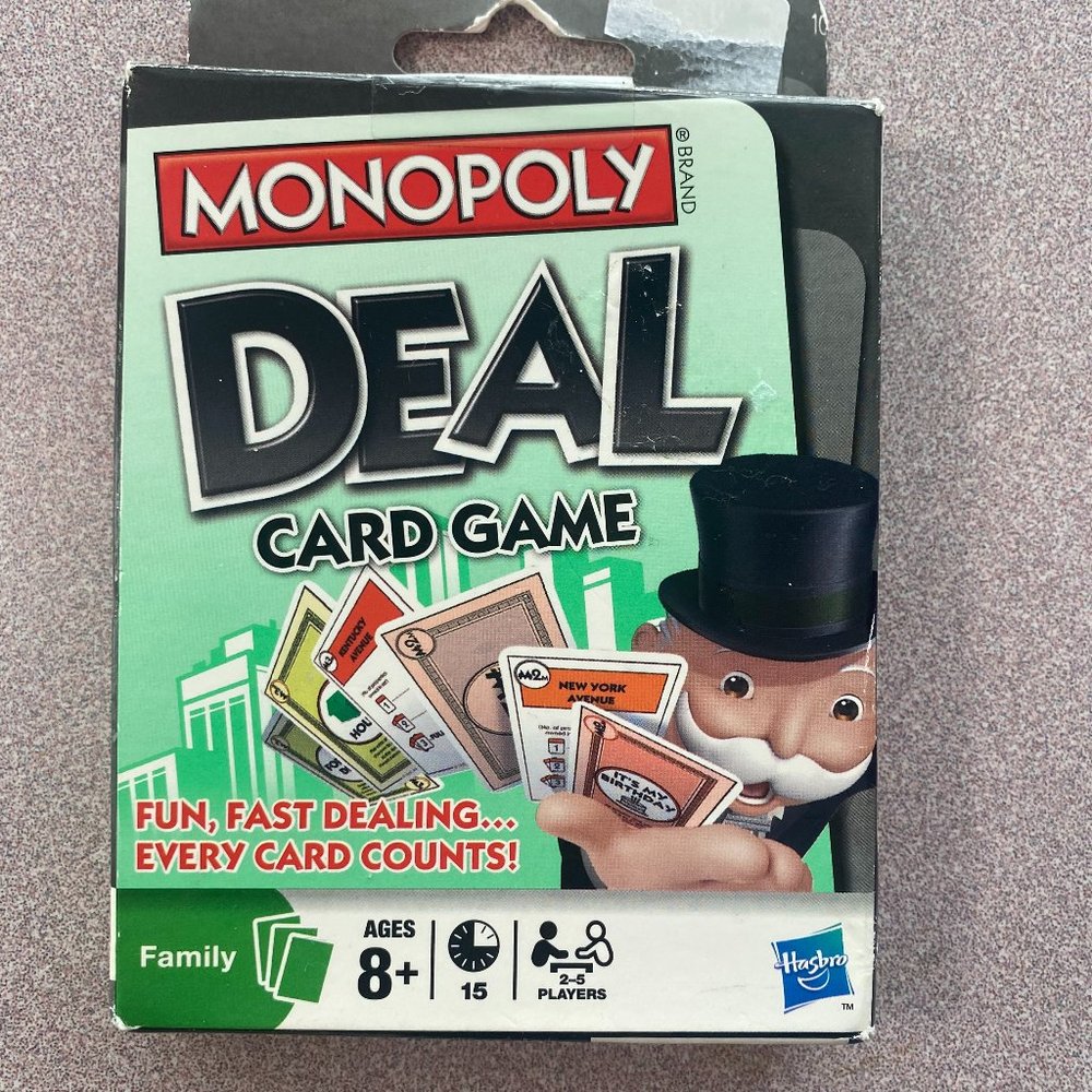 Monopoly Deal Family Card Game 2-5 Players 2008 Hasbro 8+